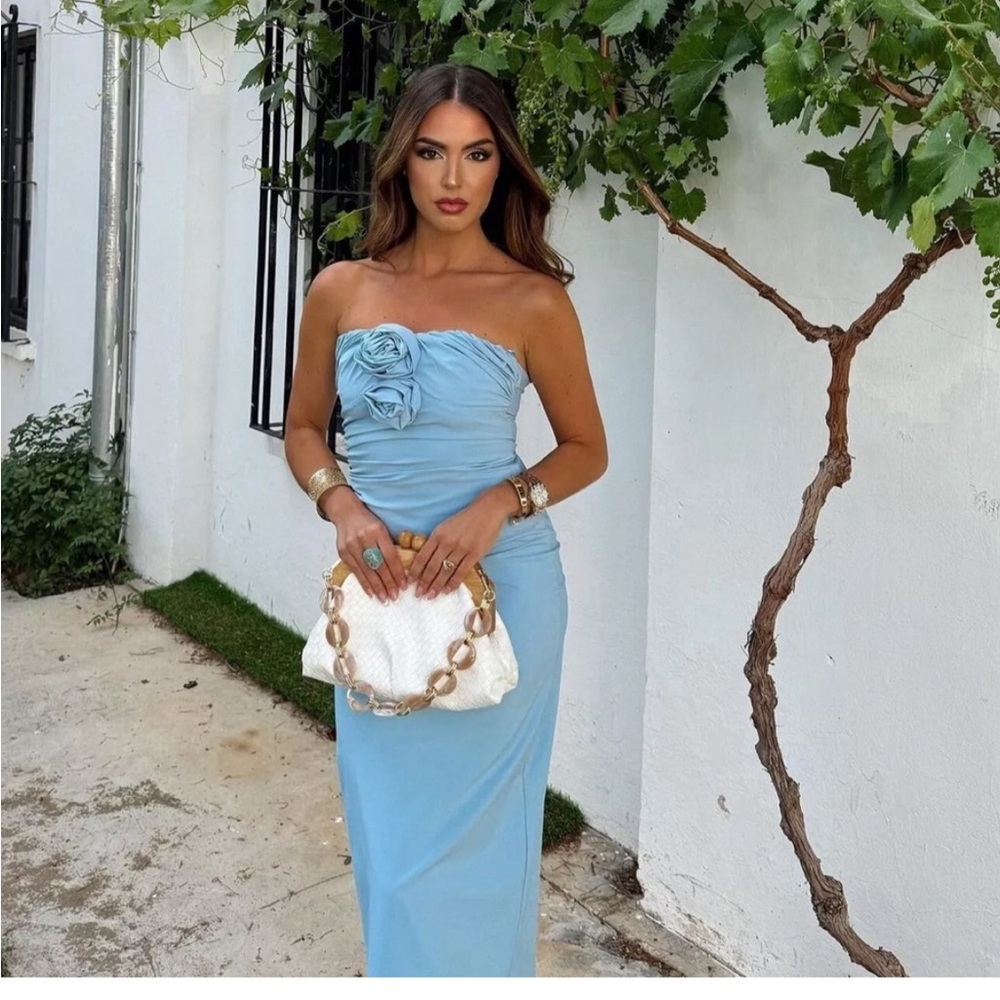 🆕 2024 ZARA RAISED FLOWERS STRAPLESS DRESS - Picture 3 of 6